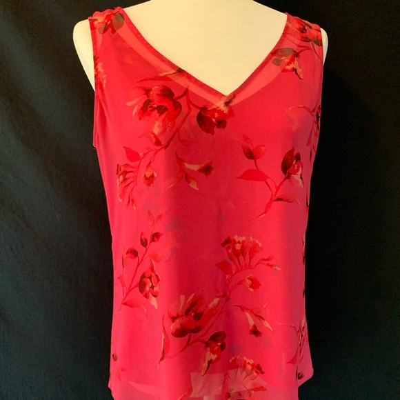 WHBM Bright Pink Double Layer Tank Top - Picture 1 of 5